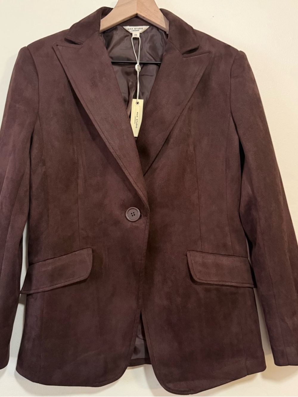 $248 NWT Max Studio Chocolate Brown Suede Blazer Jacket